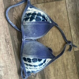 Victoria's Secret PINK blue velvety tie bikini top